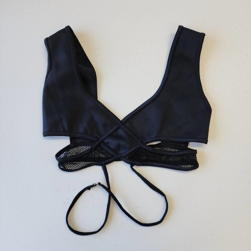 Lee + Lani Black Mac Daddy Mesh Bikini Top Size Large - Picture 2 of 5